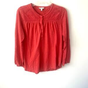 Lucky Brand Long Sleeve Embroidered Top SZ M